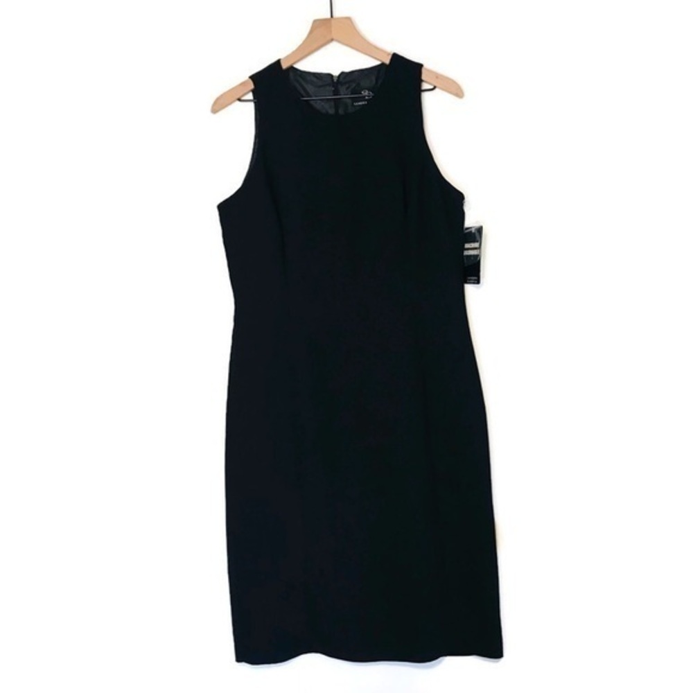 NWT Sandra Darren Black Sleeveless Career Dress Shift women’s size 10 Medium